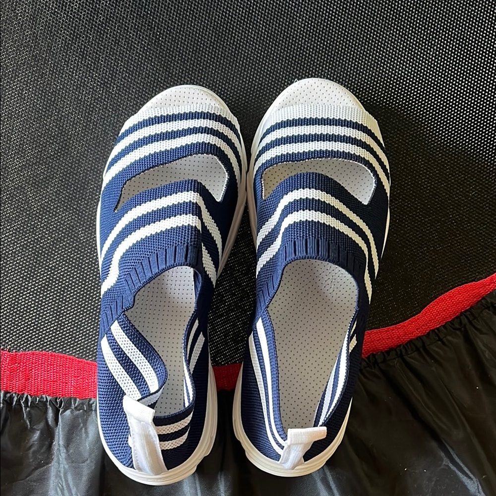 Navy and White Slip-On Shoes